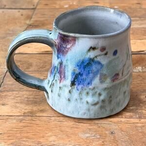 Hand Thrown Studio Art Pottery Mug 4" Multicolor Glaze Finish Signed
